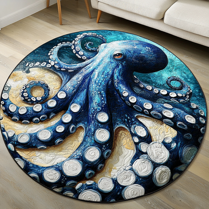 Oceanic Octopus Quilted Round Mat Unique Home Decor Best Gifts For Ocean Lovers