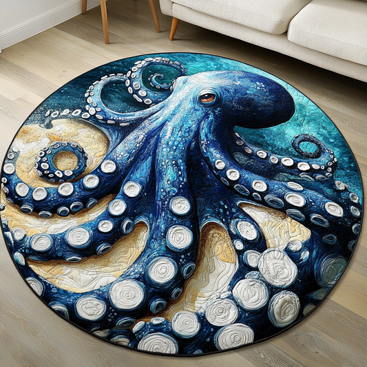 Oceanic Octopus Quilted Round Mat Unique Home Decor Best Gifts For Ocean Lovers