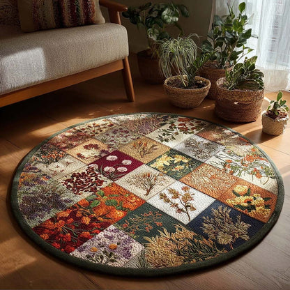 Floral Pattern Quilted Round Mat Unique Home Decor Gifts For Housewarming