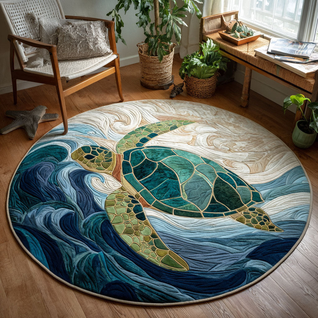 Sea Serenity Quilt Round Mat House Decor Items Best Gifts Idea For Ocean Lovers