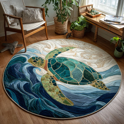 Sea Serenity Quilt Round Mat House Decor Items Best Gifts Idea For Ocean Lovers
