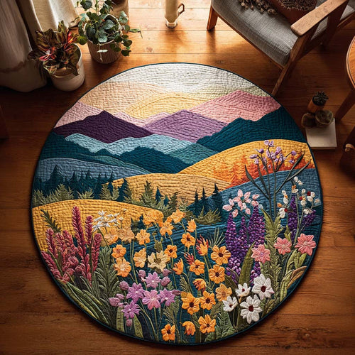Details Of Mountains Design Quilted Round Mat Vintage Style Gift Idea For Family