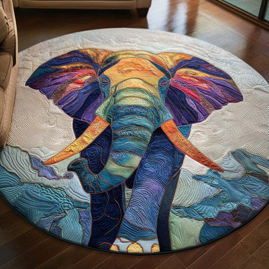 Peaceful Path Quilt Round Mat Unique Home Decor Elephant Lovers Gifts For Women