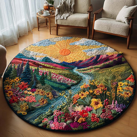Landscape Quilted Round Mat Vintage Style Unique Home Decor Gift For Housewarming