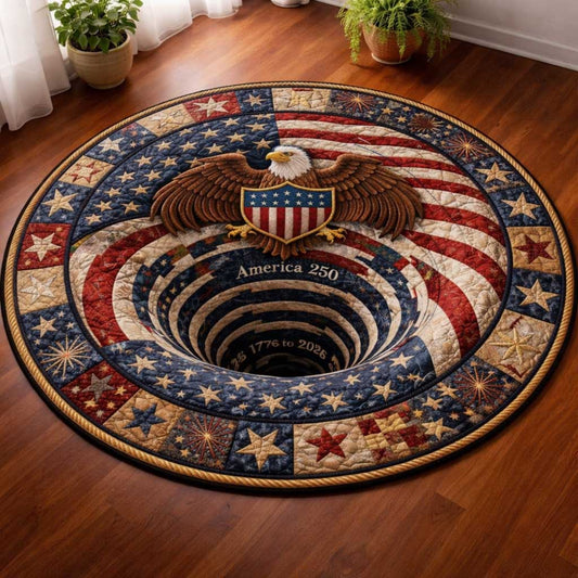 Eagle America 250 Years Quilted Round Mat House Decor Items Fourth Of July Gifts