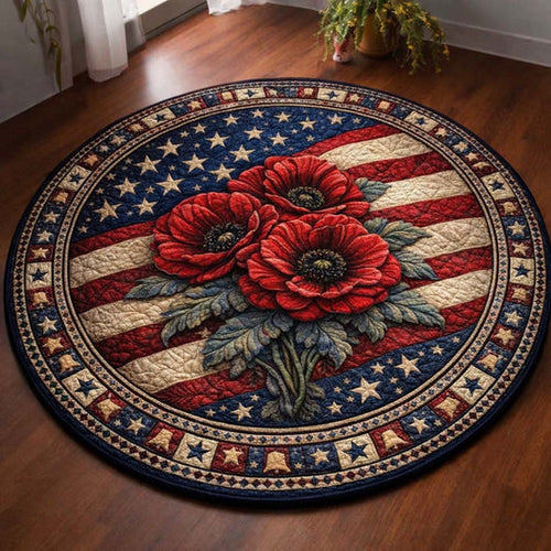 Poppy USA 250Th Anniversary Quilted Round Mat 4Th Of July Decor Gifts For Family