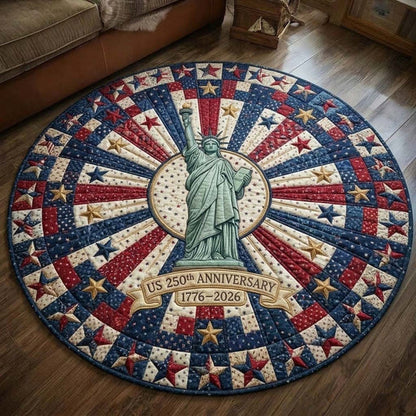 USA 250Th Anniversary Quilted Round Mat July 4 Decorations Independence Day Gift