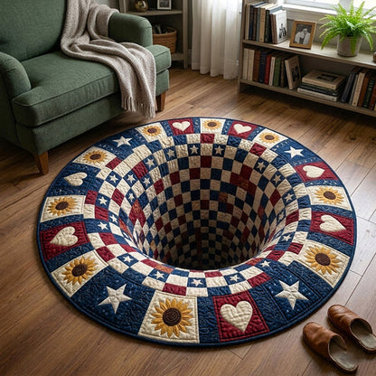 Independence Day Quilted Round Mat July 4 Decorations Patriotic Gifts For Mom