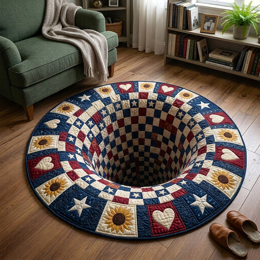 Independence Day Quilted Round Mat July 4 Decorations Patriotic Gifts For Mom