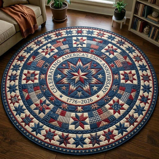 America 250Th Anniversary Quilted Round Mat July 4 Decorations Gift For Patriots