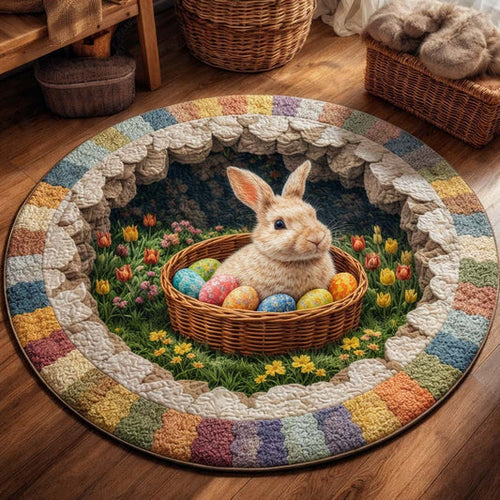 Easter Bunny Quilted Round Mat Holiday Home Decor Unique Gifts For Bunny Lovers