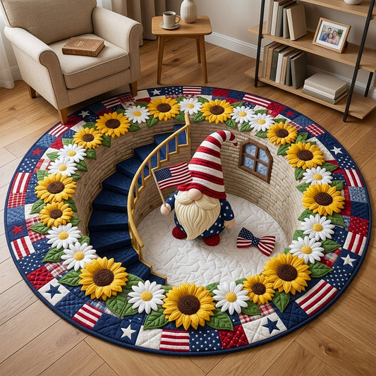 Patriotic Gnome Quilted Round Mat 4Th Of July Decorations Gifts For Independence Day