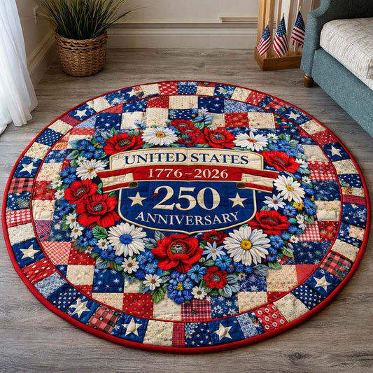 USA 250Th Anniversary Quilted Round Mat 4Th Of July Decorations Gifts For Independence Day