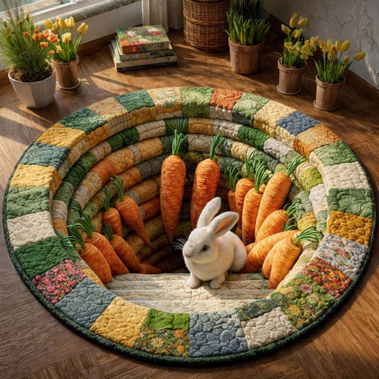 Bunny And Carrots Quilted Round Mat Home Decor Ideas Cool Gifts For Bunny Lovers