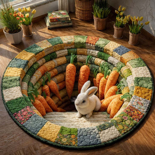 Bunny And Carrots Quilted Round Mat Home Decor Ideas Cool Gifts For Bunny Lovers