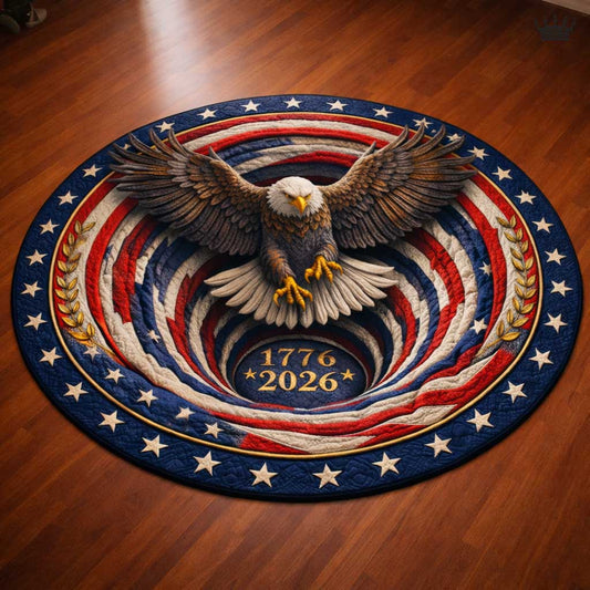 Eagle USA 250 Years Quilted Round Mat Independence Day Decor Fourth Of July Presents