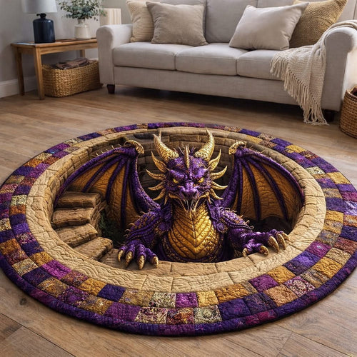 Dragon Majestic Quilted Round Mat Circle Rug Presents For Dragon Lovers - Printvoro
