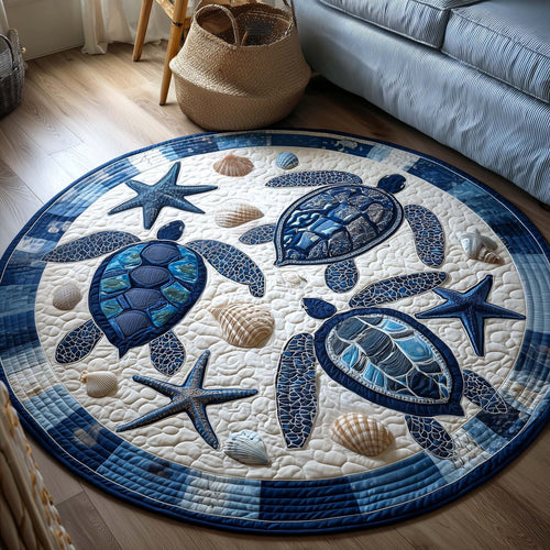 Sea Turtle Quilted Round Mat Coastal Living Room Decor Gift For Turtle Lover