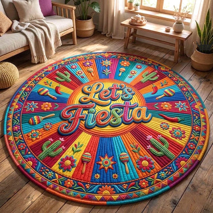 Cinco De Mayo Let_s Fiesta Quilted Round Mat Cinco De Mayo Decorations Gift For Latina