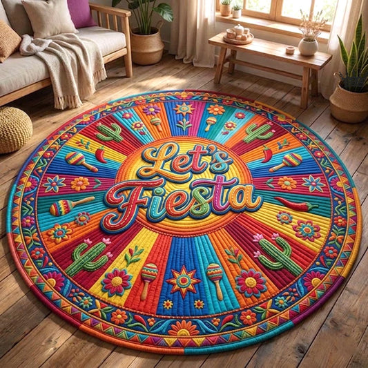 Cinco De Mayo Let_s Fiesta Quilted Round Mat Cinco De Mayo Decorations Gift For Latina