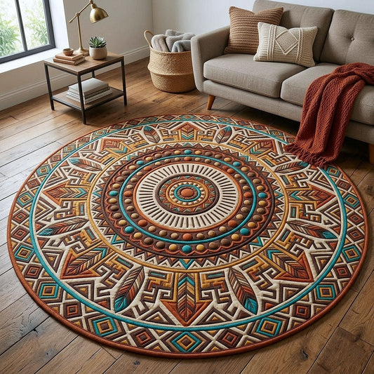 Geometric Mandala Quilted Round Mat Home Styling Accessories Gift Ideas For Dad