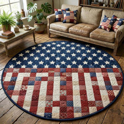 America 250 Years Patriotic Quilted Round Mat 4Th Of July Decor Patriotic Themed Gifts