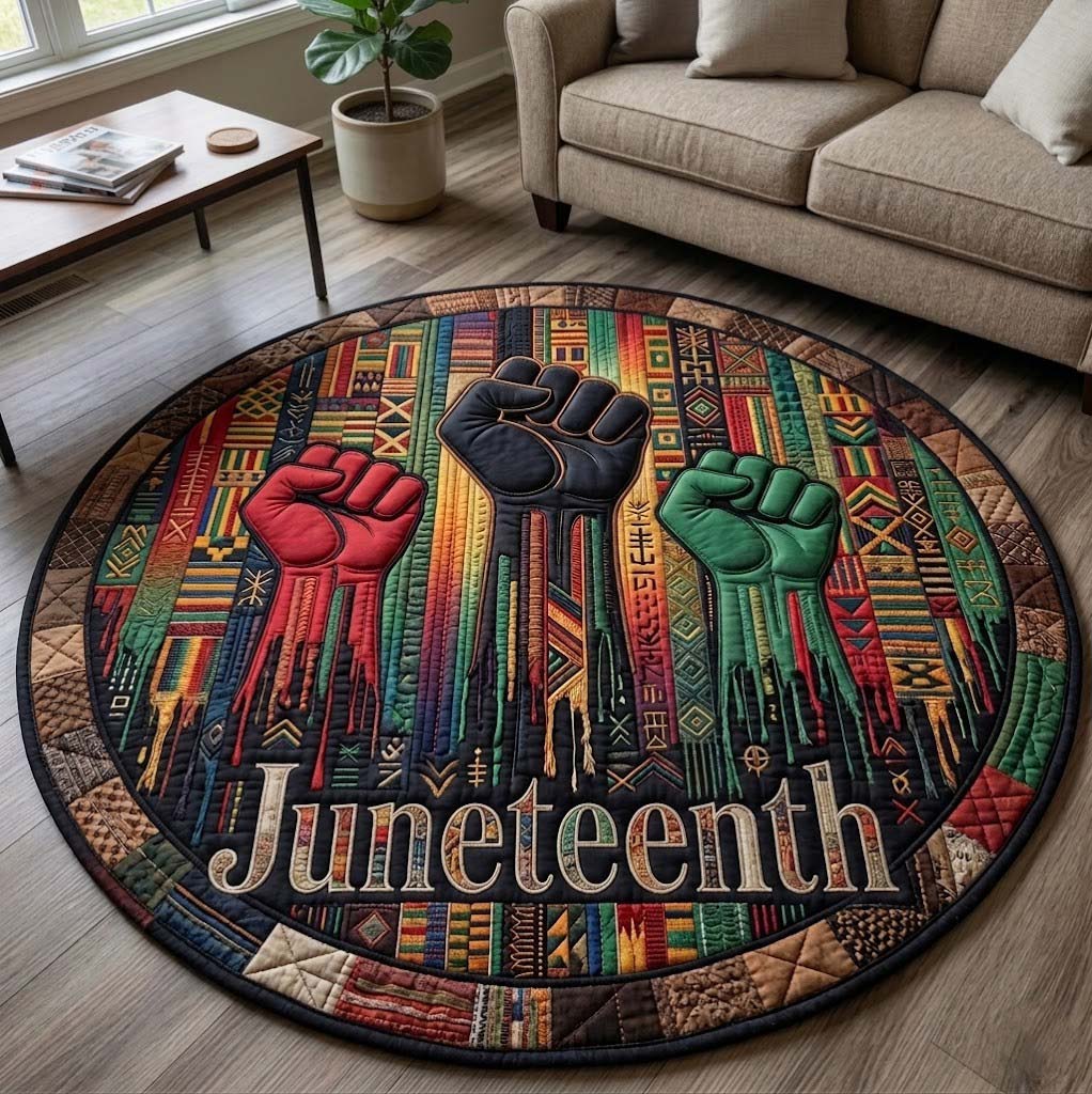 Juneteenth Quilted Round Mat Juneteenth Federal Holiday Home Decor Unique Gift Ideas
