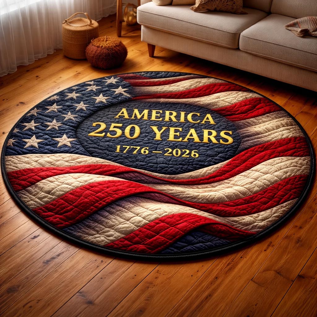 America 250 Years Quilted Round Mat Fourth Of July Decorations Patriotic Gift Ideas