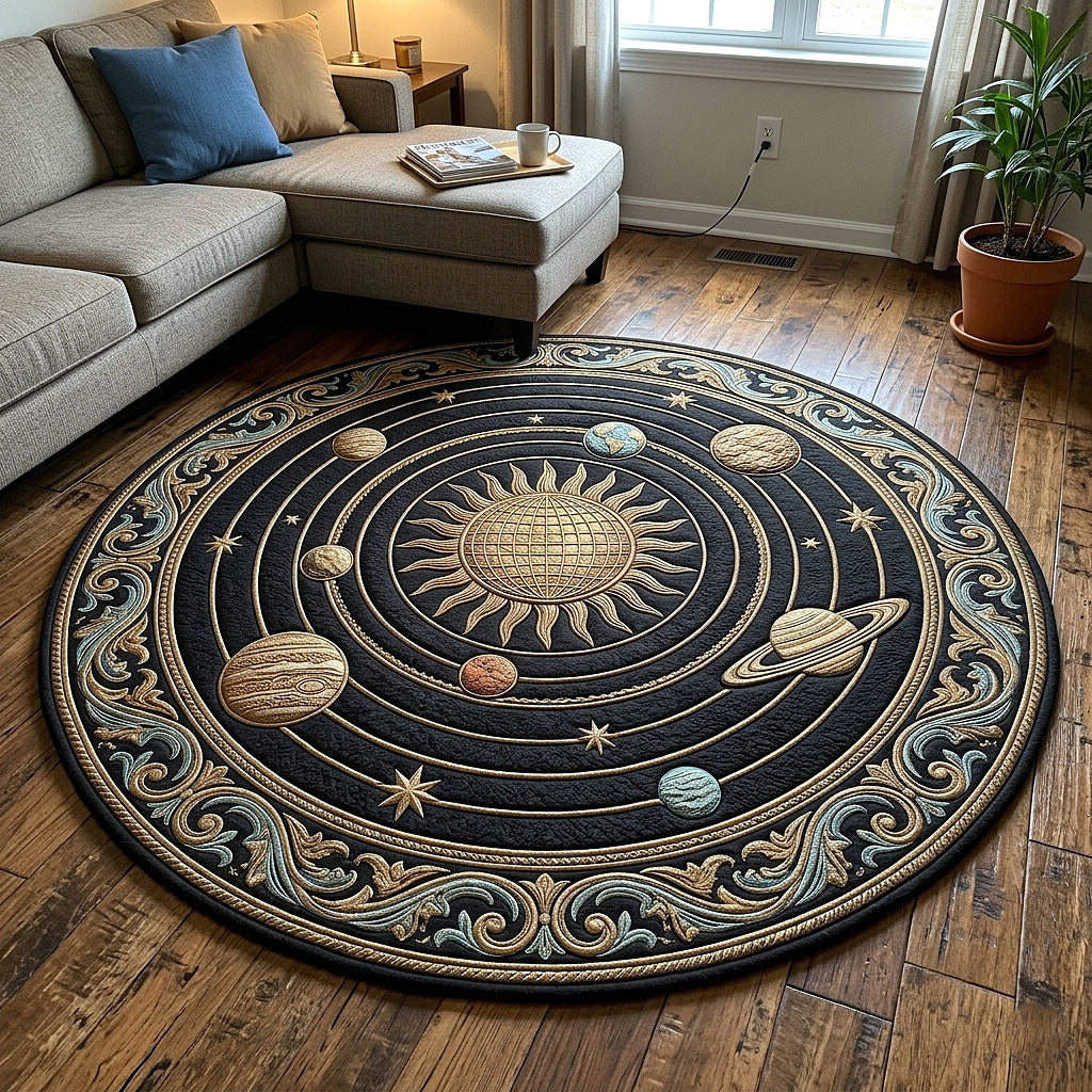 Majestic Solar System Quilted Round Mat Aesthetic Home Decor Mother_s Day Gift Ideas