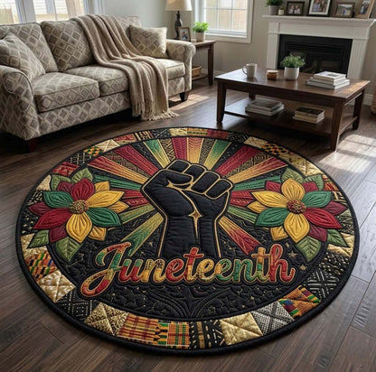 Juneteenth Quilted Round Mat African American Culture Decor Gifts For Juneteenth Day