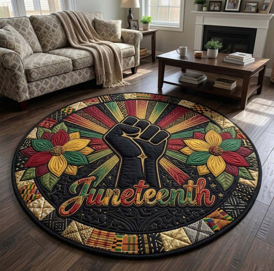 Juneteenth Quilted Round Mat African American Culture Decor Gifts For Juneteenth Day