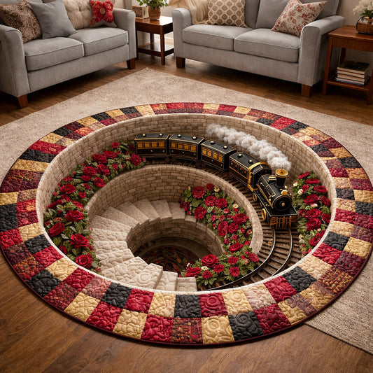 Magical Train Quilted Round Mat Vintage Home Decor Mothers Day Present Ideas