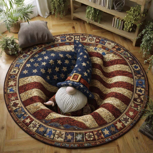 USA 250Th Anniversary Gnome Quilted Round Mat Patriotic Home Decor Gifts For 4Th Of July