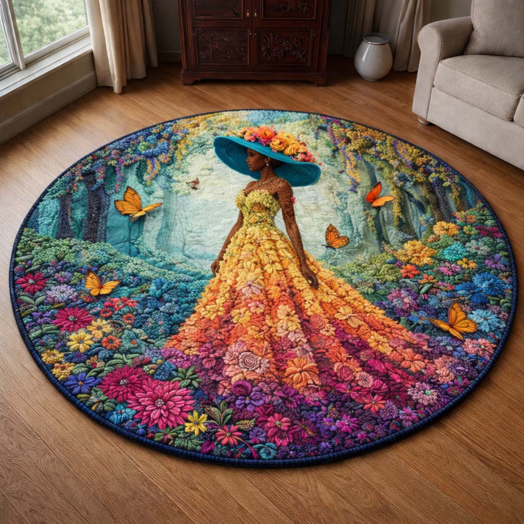 Whispers of the Wildflower Quilted Round Mat Elegant Home Decor Best Mothers Day Gifts