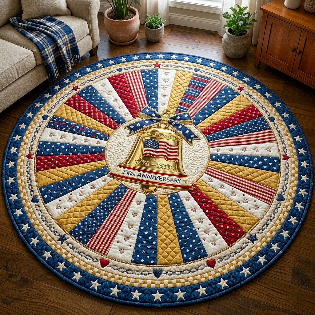 America 250Th Anniversary Quilted Round Mat 4Th Of July Home Decor Patriotic Themed Gifts