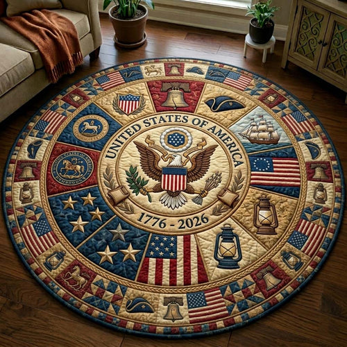 USA 250Th Anniversary Quilted Round Mat 4Th Of July Decor Gifts For Independence Day