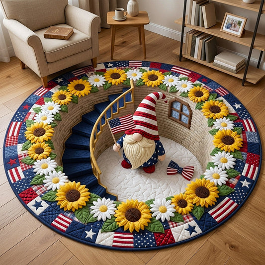 Patriotic Garden Gnome Quilted Round Mat July 4 Decorations Patriotic Gift Ideas