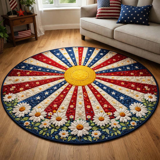 Patriotic Sunburst Daisy Quilted Round Mat 4Th Of July Decorations Patriotic Themed Gifts