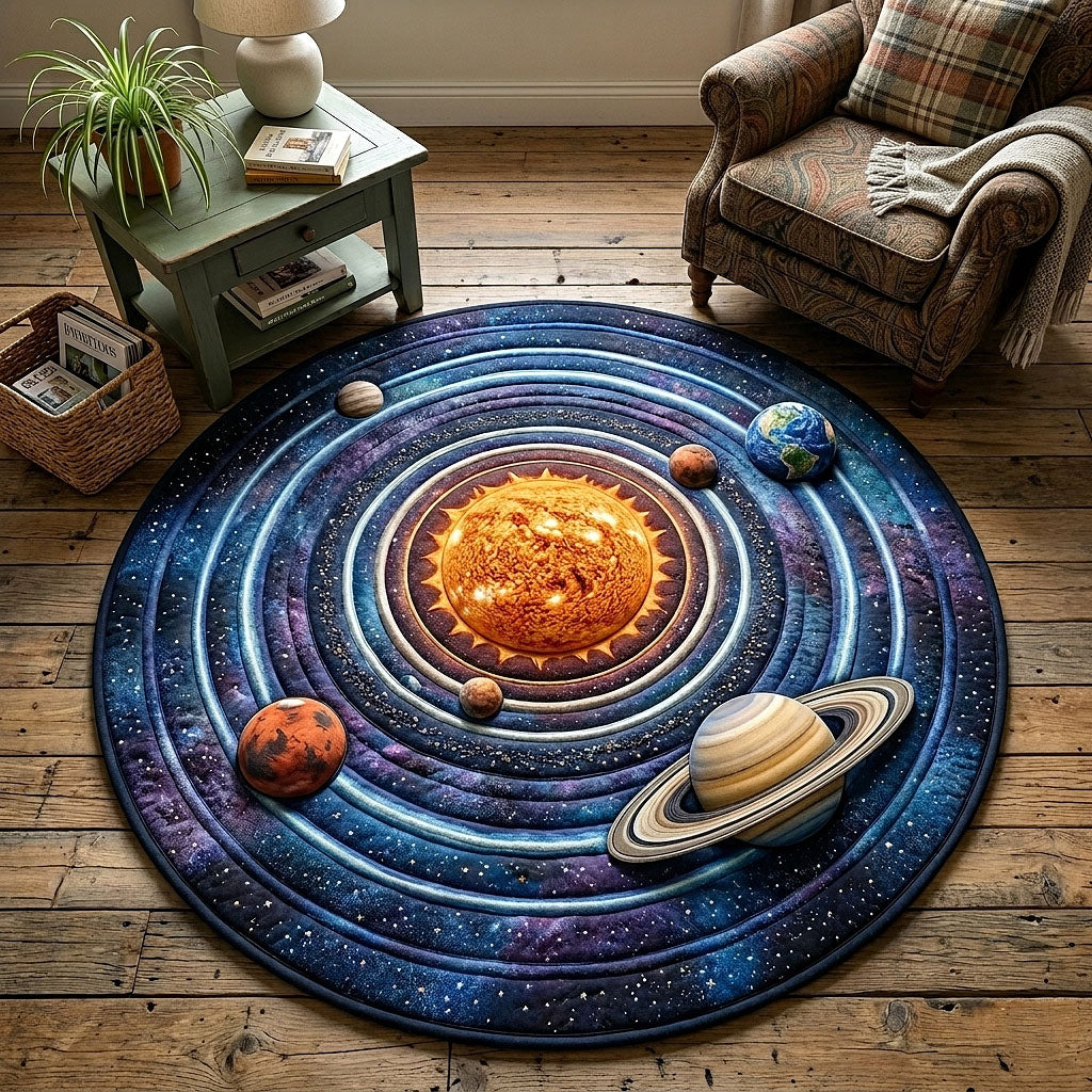 Solar System Quilted Round Mat Space Themed Decor Gifts For Mothers On Mother_s Day