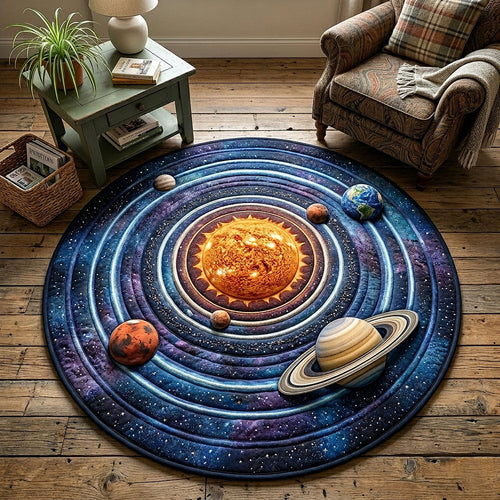 Solar System Quilted Round Mat Space Themed Decor Gifts For Mothers On Mother_s Day