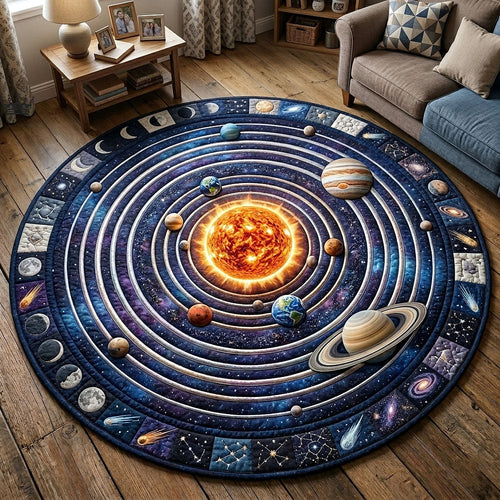 Solar System Quilted Round Mat Space Themed Room Decor Best Father_s Day Gifts