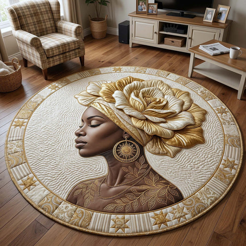 Golden African Woman Quilted Round Mat Home Decor Inspiration Mothers Day Present Ideas