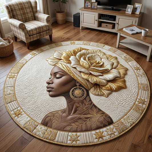 Golden African Woman Quilted Round Mat Home Decor Inspiration Mothers Day Present Ideas