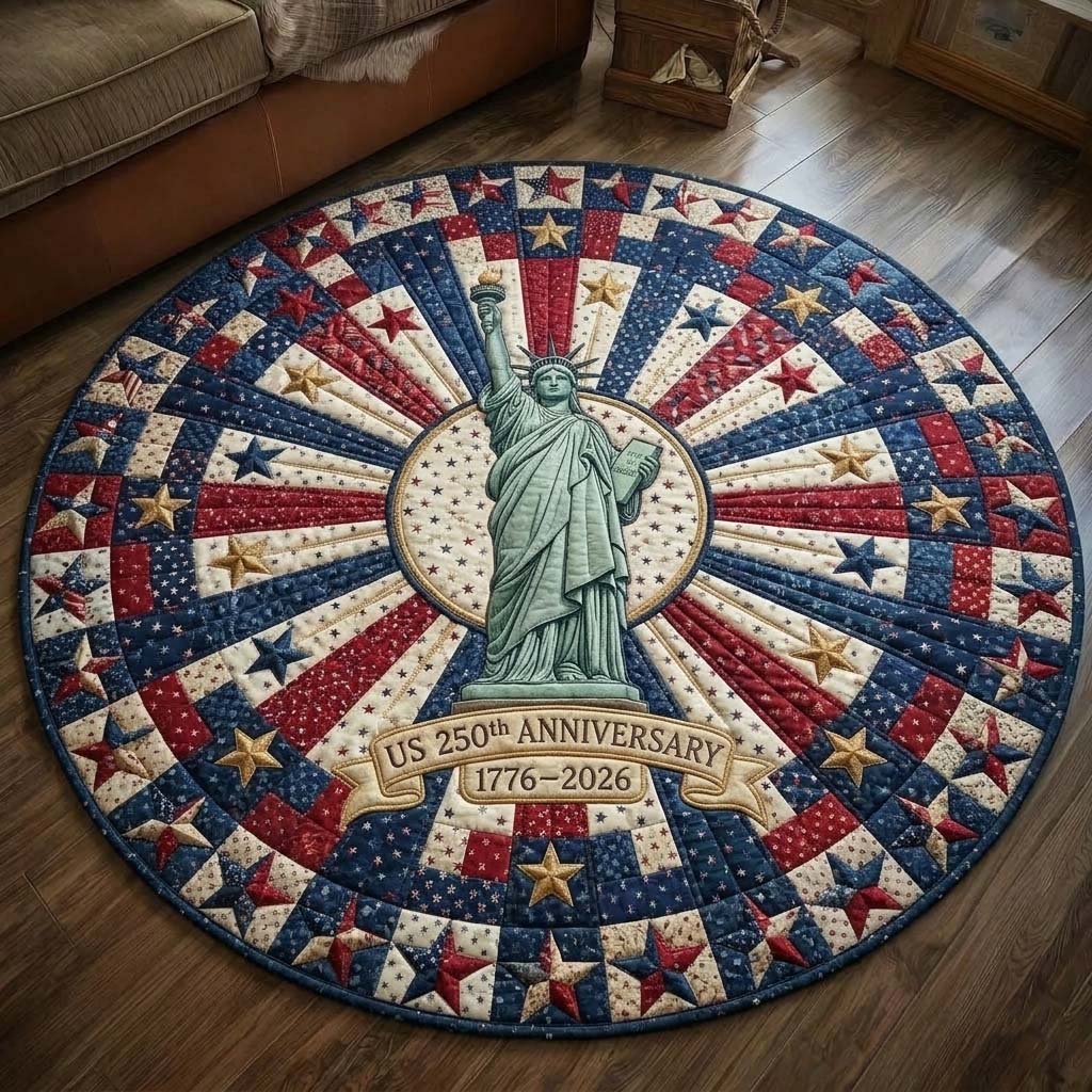 US 250Th Anniversary Quilted Round Mat 4Th Of July Decorations Unique Patriotic Gifts