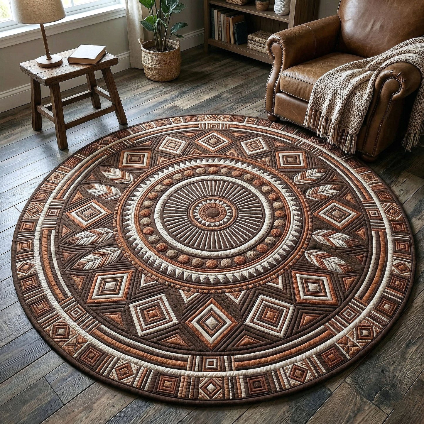 Rustic Bohemian Quilted Round Mat Rustic Home Decor Mothers Day Gifts For Grandma