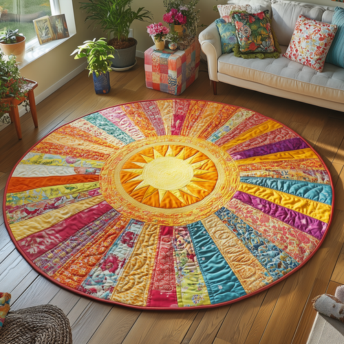 Sunburst Quilted Round Mat Aesthetic Home Decor Gifts For Mothers On Mother_s Day