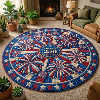 America 250 Semiquincentennial Quilted Round Mat July 4 Decor Independence Day Gift