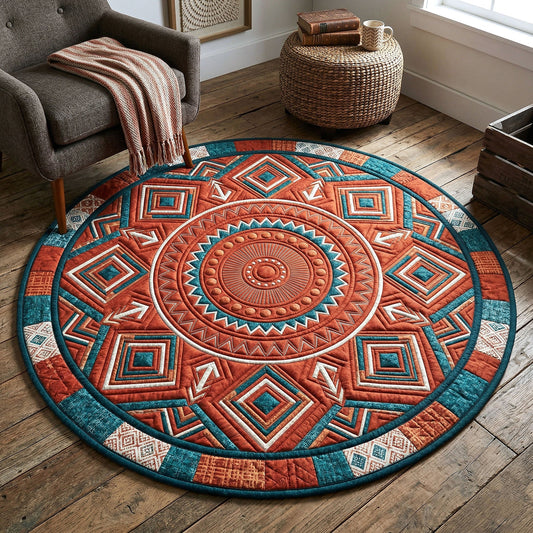 Geometric Mandala Quilted Round Mat Boho Living Room Decor Best Mothers Day Gifts