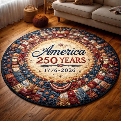 America 250 Years Quilted Round Mat 4Th Of July Decorations Best Patriotic Gifts
