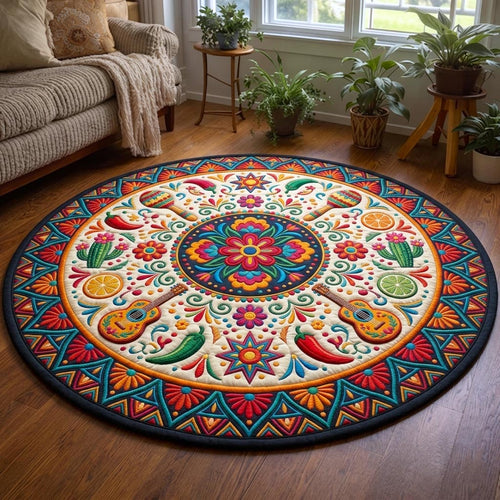 Cinco De Mayo Parade Quilted Round Mat Mexican Fiesta Decor Latina Gift Ideas